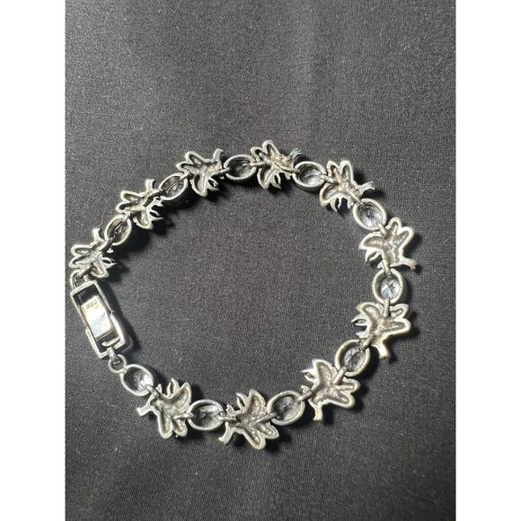 Sterling Silver Figural BEE Oval CZ  Crystal Marcasite Tennis Bracelet - Picture 8 of 9